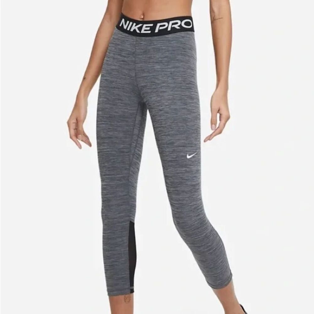 Nike Pro 365 Mid Rise Gray Tight Fit Crop Leggings Size Small New